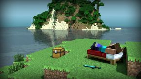 relaxing on a small island Minecraft Steve