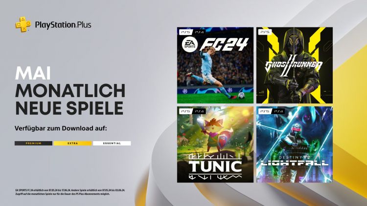  - Monatliche PlayStation Plus-Spiele f�r Mai: EA Sports FC 24, Ghostrunner 2, Tunic, Destiny 2: Lightfall