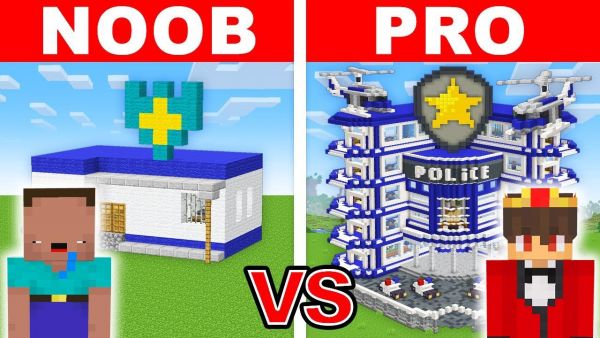 NOOB vs PRO: POLIZEISTATION Haus Bau Challenge in Minecraft
