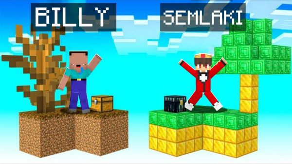 Billy Arm vs Semlaki Reich SKYBLOCK Bau Challenge in Minecraft