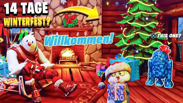 🎁🎅 Fortnite Winterfest 14 Tage GESCHENKE und HÜTTE Fake Gameplay | Fortnite Winterfest 2020 Deutsch