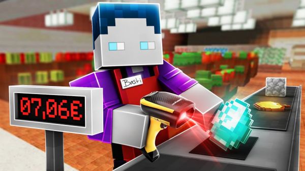 ICH SPIELE MINECRAFT AN DER SUPERMARKT KASSE...