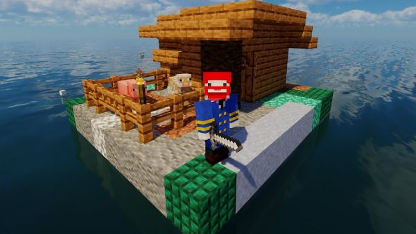 UNSER HAUS kann SCHWIMMEN in Minecraft Raft 2