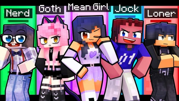 10 FRIENDS on one HIGHSCHOOL BLOCK in Minecraft!