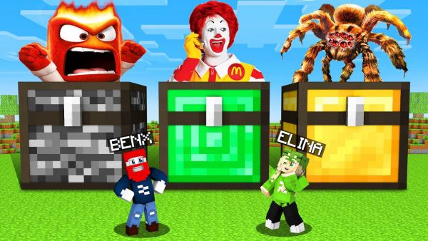 WÄHLE nicht die FALSCHE KISTE (McDonald´s, Alles steht Kopf, Spinnen) in Minecraft