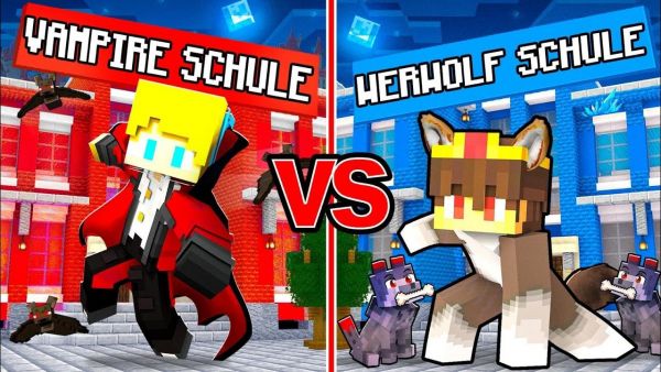 Ukri Vampir Schule vs Billy Werwolf Schule in Minecraft!