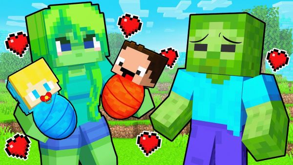 Ukri und Billy werden von der Zombie Familie adoptiert in Minecraft!