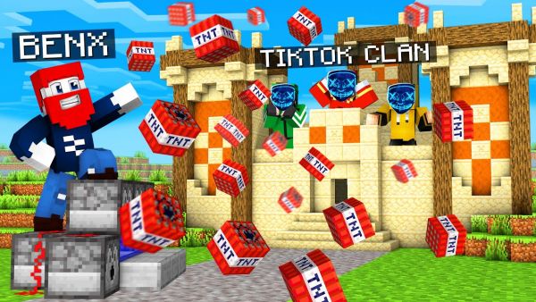 CHAOS KANONE GEGEN TIKTOK CLAN BASE 😂 Minecraft Helden