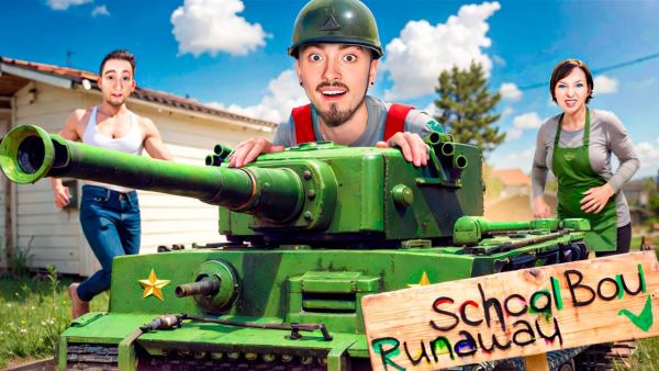 СБЕГАЮ НА ТАНКЕ ИЗ ДОМА ЗЛЫХ РОДИТЕЛЕЙ В SCHOOLBOY RUNAWA
