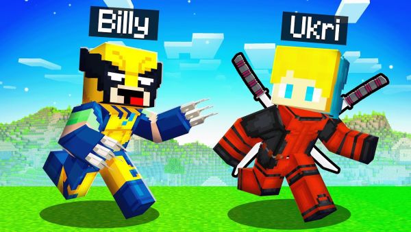 Ukri DEADPOOL Speedrunner vs Billy WOLVERINE Jäger Battle in Minecraft!