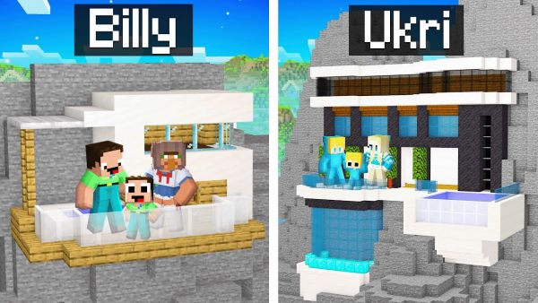 Billys Familie KLEINES vs Ukris Familie RIESIGES Klippenhaus Bau Challenge in Minecraft!