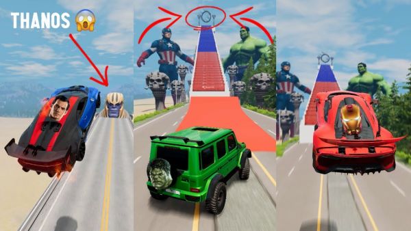Super Hero's Cars vs 100 Containers #2 😱 BeamNG.Drive | The Real Granny
