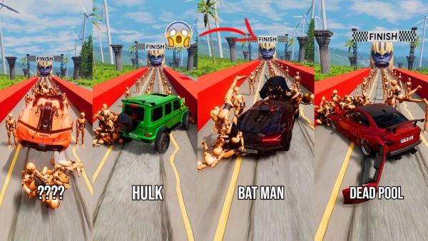 Super Hero's Cars vs 100 Peoples #10 😱 BeamNG.Drive | The Real Granny
