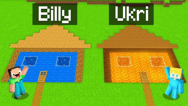 Billy WASSER vs Ukri LAVA Untergrundhaus Bau Challenge in Minecraft!