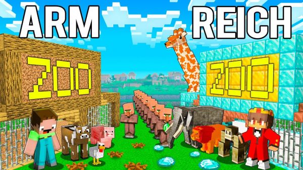 Semlaki REICHER Zoo vs Billy ARMER Überleben Battle in Minecraft!