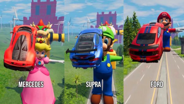 Cars vs Super Mario Characters #16 😱 BeamNG.Drive | The Real Granny