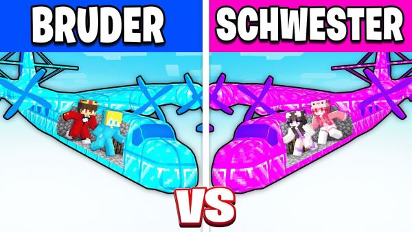 SCHWESTER vs BRUDER FLUGZEUG Bau Challenge in Minecraft