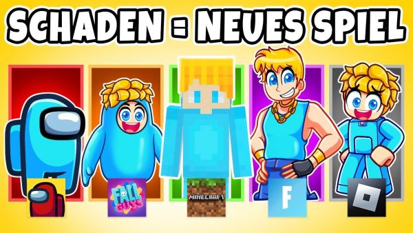 Minecraft, aber wenn ich Schaden bekomme, wechsle ich das Spiel!