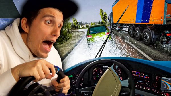 Autobahn steht unter Wasser! REGENCHAOS in Deutschland ✪ (Flixbus) Fernbus Simulator