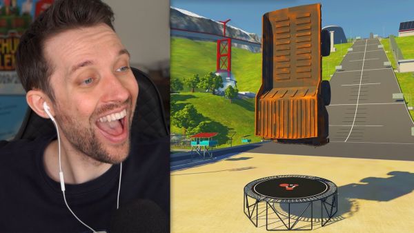 ICH SPRINGE mit 7500 TONNEN AUTO auf TRAMPOLIN! BeamNG