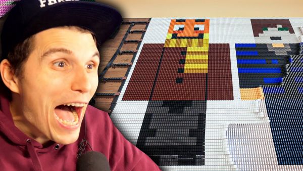 Die Paluten & GermanLetsPlay DOMINO Bahn! | Domino Simulator