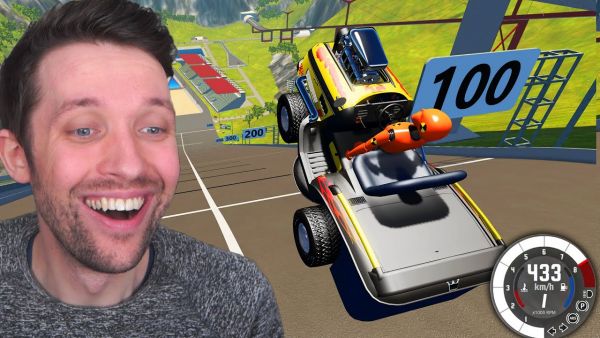 TURBO RASENMÄHER springt mit 433km/h die AUTO SCHANZE! (BeamNG)