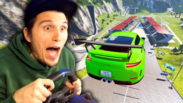 Neuer PORSCHE Flug-Rekord auf der XXL Sprungschanze! | BeamNG