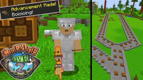 Greifarm, Bahnstrecke, Mending Villager & mehr! - Minecraft Create Live 2 #07