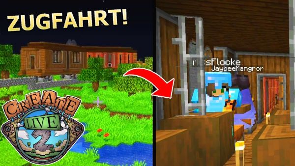 Sie fährt! Jaybee und Flocke reagieren auf die Bahn! - Minecraft Create Live 2 #13