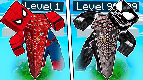 SPIDERMAN FALLEN TURM vs. VENOM FALLEN TURM in Minecraft!
