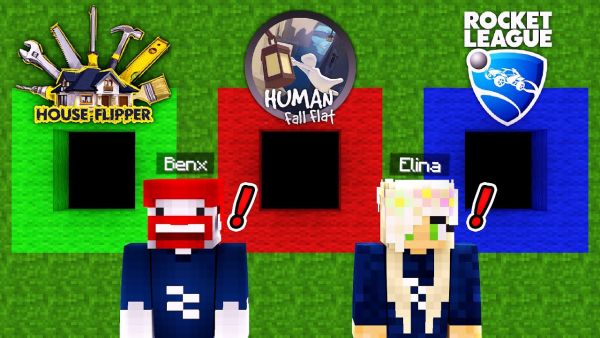 wir spielen ROCKET LEAGUE, HUMAN FALL FLAT, HOUSE FLIPPER und GARRYS MOD in Minecraft!