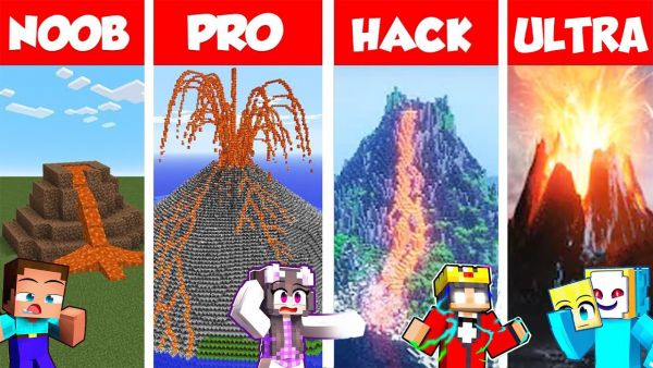 Minecraft NOOB vs PRO vs HACKER: SICHERSTE VULKAN BASIS BAU CHALLENGE ⛏