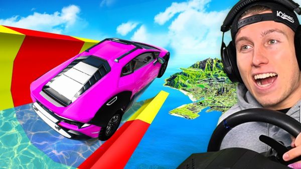 LAMBORGHINI auf WASSERRUTSCHE fahren! (mit Lenkrad)