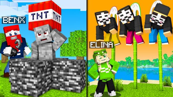 BENX TNT PRANK gegen ELINA BAMBUS PRANK | Minecraft YouTuber Insel