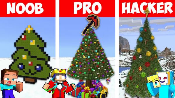 Minecraft NOOB vs PRO vs HACKER: RIESEN WEIHNACHTS BAUMHAUS BAU CHALLENGE ⛏